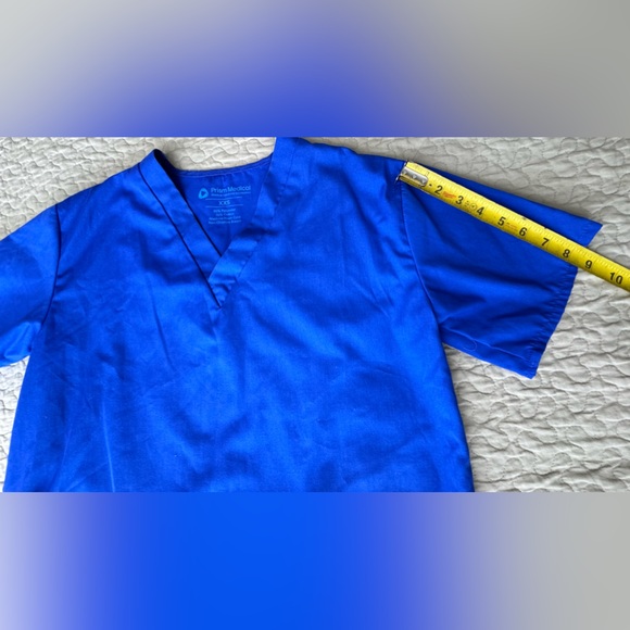 Prism Medical Scrub Top Blue Short Sleeve Pockets V-Neck Nurse Unisex Size XXS - Picture 8 of 9